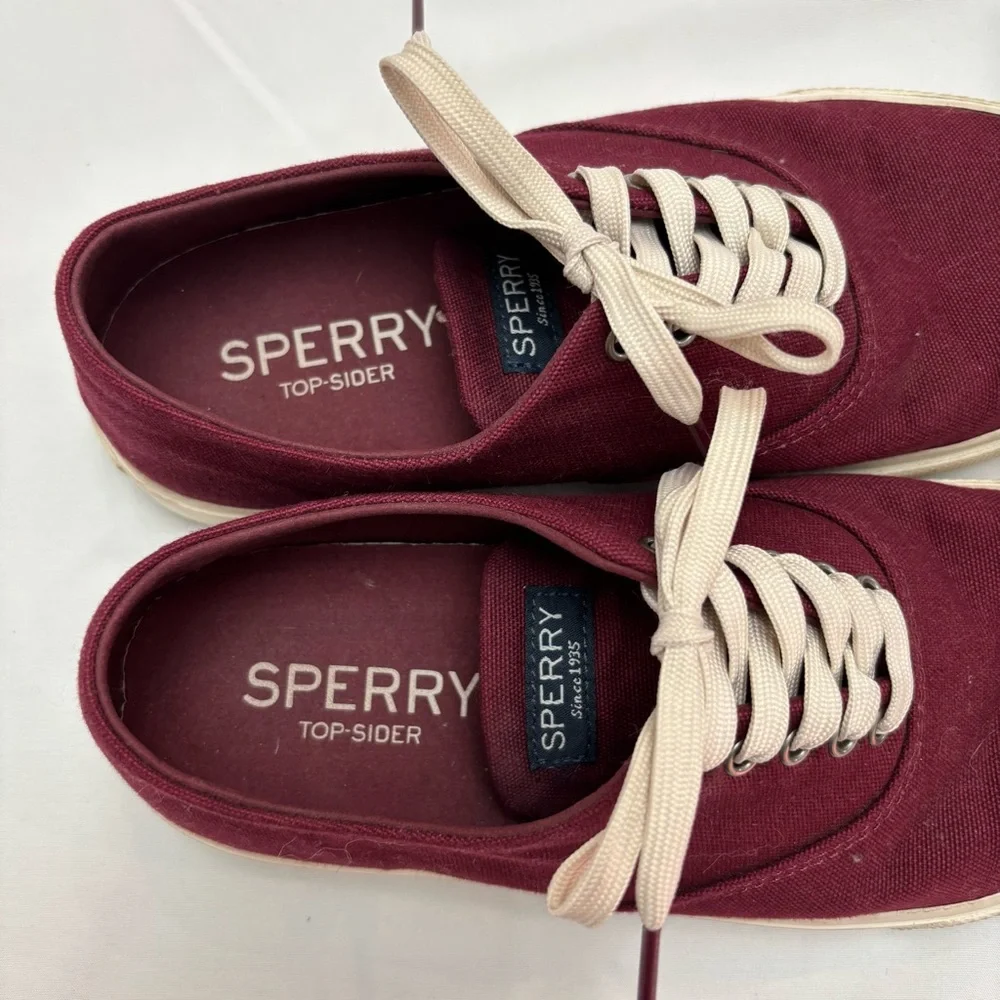 Sperry Top Sider Burgundy Canvas Sneakers
